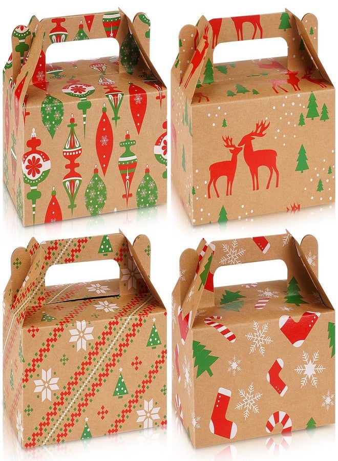 Fuyoooo 36 Pcs Christmas Gift Treat Boxes Xmas Kraft Boxes Holiday Cookies Goodie Candy Box with Handles Red Green Paper Container for Xmas Birthday Party Supplies - Image 1